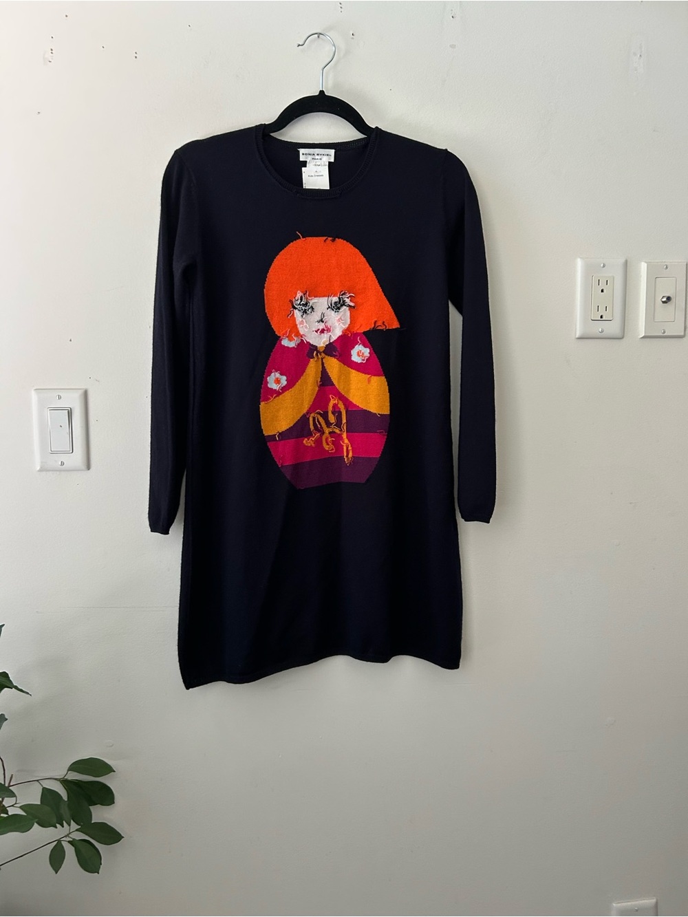 Vintage Sonia Rykel Long Sleeve Doll Applique Dress Sweater Top - Picture 3 of 9